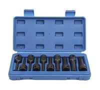 10 Piece Socket Set /2 Inch Drive Impact Grade CR MO Steel Screwdriver Bits with Storage Box 78mm Length M5 to Sizes for Auto Repair Home Improvement and Professional Use