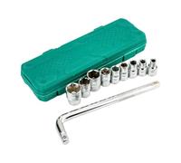 10 Piece Socket Wrench Set - Carbon Steel Ratchet Repair Toolkit With Multiple Metric Sizes Standard Drive Interface Secure Grip Design - Maintenance Automotriz - Home Garage Equipment