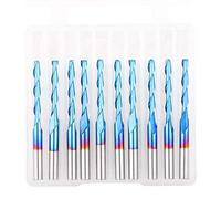 10 pièces, fraise à bout sphérique en spirale à 2 cannelures, fraise de routage en acier au tungstène revêtue de bleu pour gravure 3D, ensemble de fraises de fraisage de 2 mm de