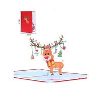 10 pieces of Christmas greeting cards creative color printing Christmas deer 3D three-dimensional holiday Christmas moose card