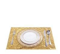 10 Pieces Rectangle Placemat 35x45CM Sparkle Place Mats Glitter Bling Gold Silver Table For Kitchen Wedding Banquet