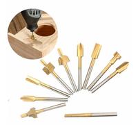 10 Piezas 1/8 "vástago HSS Router, Router Bit Bit Set Titanium Coated Edge Trimming Cutter Bit Carpintería Fresado Grabado Ranurado Bits para Herramienta Rotativa