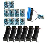10 Piezas 18650 Micro USB 5V 1A Módulo del Cargador de Batería de Litio, 6 Piezas 3.7V Caja de Soporte de Batería,Cargador de Litio,Protección Dual (10 Piezas Micro USB + 3.7 V Soporte de batería)