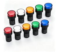 10 Piezas 22mm Indicador LED AC/DC 220V 20mA Detector Luz LED Sin Tornillos | LED Indicador de Encendido Resistente al Agua IP65 Luces Indicadoras (Rojo/Verde/Amarillo/Blanco)