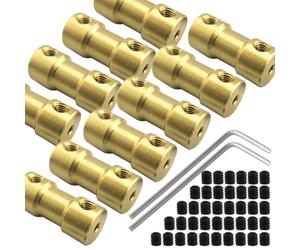 10 Piezas 2mm a 2 De Latón Eje De Acoplamiento, L20 X D9 Tornillo De Acoplamiento Rígido Conector Del Motor Para El Bricolaje, Motor Pequeño, RC Barco Coche Avión