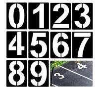 10 Piezas 38cm Plantillas Números Casa Grandes, Reutilizables Plantillas Números Casa Plástico Plantillas de Números para Pintar del 0 al 9