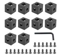 10 Piezas Accesorios Perfil de Aluminio 20x20, Conector de Perfil de Aluminio, Conector de Tubo Cuadrado Negro con 20 Pasadores Roscados M5, Apto para Perfil Extruid con Ranura en V de la Serie 2020