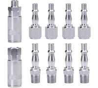 10 piezas Acoplador de aire 1/4" BSP Acoplamiento Rapido Conector Acoplador Conector de Aire Hembra y Macho de Herramienta Conector de Línea de Aire para Mangueras Neumáticas