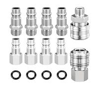 10 Piezas Acoplador de Aire 1/4" BSP Conectores de Manguera Enchufes Rapidos Aire Comprimido Europeos Acoplamiento con Rosca Hembra y Macho para Mangueras de Compresor de Aire Neumático