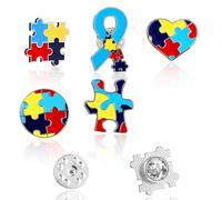 10 piezas Alfileres de conciencia sobre autismo, 5 estilos piezas de rompecabezas alfileres aguja metal símbolos inspiradores para autismo soporte broche bandeja para ropa camisas chaquetas
