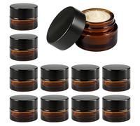 10 Piezas Ámbar Tarros de Cristal, 5 ml Tarros Ambar Frascos de Vidrio con Tapa y Revestimientos Interiores, Contenedor de Cosméticos Recargables, Cosmética Tarro Vacío Crema de Viaje para Lociones