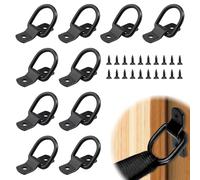 10 piezas Anclaje de Amarre de Anillo D, Anillos de Amarre, Argollas de Amarre con Tornillos y Soporte, juego de anillas D con soporte para sujeción de carga en remolque, camión, coche, kayak (negro)
