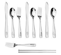 10 Piezas Animales Cubiertos Niños Conjunto Niños Cubiertos Acero Inoxidable Dinosaurio Con Motivos Lindos 3 X Tenedor 3 X Cuchara 3 X Cuchillo 1 Par Palillos para El Hogar Restaurante Escuela