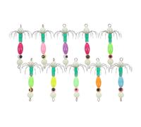 10 Piezas Anzuelo de Calamar 12 Ganchos Luminosos | Acero al Carbono y Pvc, Reemplazo Fácil, Color Aleatorio, para Pulpo y Peces, Señuelo de Pesca