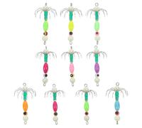 10 Piezas Anzuelo de Pesca Pulpo 12 Garras Luces Nocturnas, PVC | Acero al Carbono, Reemplazo Rápido del Gancho, para Sepia y Calamar, Pesca en Barco o Hielo Color Aleatorio