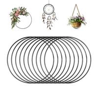 10 Piezas Aros Metal 20cm, Aros de Metal para Manualidades, Círculo de Atrapasueños Negro, Metal Macramé, Anillos Metal para Decoración de Corona de Boda, Artesanía Colgante de Pared