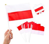 10 Piezas Banderas Pequeñas de Polonia con Palo & 2 Tatuajes, Mini Bandiera polaca de Mano con Varilla para Mundial Fútbol 2026 Fiesta Nacional Olimpiadas Desfile Decoración Adornos Fiesta