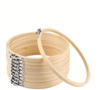 10 piezas Bastidores para Bordar, Marcos de Punto de Cruz Ajustables, Aro de Bordado de Madera para Punto de Cruz, Marco de Bordado Hecho a Mano, Aro para Bordar a Mano, 6 Pulgadas