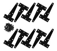 10 Piezas Bisagras en T 4 Pulgadas Negro Bisagras con 60 Tornillos Negros para el Mueble de para el Hogar Gabinete la Puerta del Armario Puerta de Granero, Cobertizo, Jardín