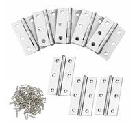 10 piezas Bisagras Plegables 62 mm × 43 mm Bisagras de puerta de acero inoxidable bisagra pequeñas con 60 tornillos Para Puertas de Madera, Ventana, Armario y Puerta de Jardín Set(plata)