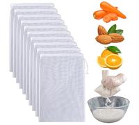 10 Piezas Bolsa Colador De Malla Fina,Colador De Tela,Colador Tela,Cheese Cloth,Bolsa Para Escurrir Verduras,Bolsas Coladoras De Malla para Bebida Vegetal, Zumos Batidos de Frutas Verduras