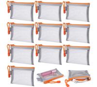 10 Piezas Bolsas de Malla con Cremallera, 11 x 8cm Mini Bolsa de Almacenaje de Nylon Transparente, Malla Viaje Portátil Monedero para Tarjetas, Cables, Maquillaje Accesorios, Cosméticos(Gris)