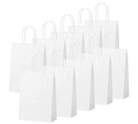 10 Piezas Bolsas Regalo con Asas 26x12x32cm,Bolso de Papel Blanco,Bolsitas Galletas Caramelos de Niños,Regalos para Fiestas Cumpleaños,Navidad,Bodas,Halloween,Bolsas de Regalo Coloridas