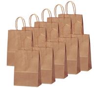 10 Piezas Bolsas Regalo con Asas 26x12x32cm,Bolso de Papel Marrón,Bolsitas Galletas Caramelos de Niños,Regalos para Fiestas Cumpleaños,Navidad,Bodas,Halloween,Bolsas de Regalo Coloridas