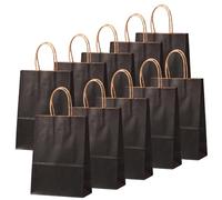 10 Piezas Bolsas Regalo con Asas 26x12x32cm,Bolso de Papel Negro,Bolsitas Galletas Caramelos de Niños,Regalos para Fiestas Cumpleaños,Navidad,Bodas,Halloween,Bolsas de Regalo Coloridas