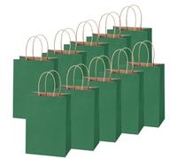 10 Piezas Bolsas Regalo con Asas 26x12x32cm,Bolso de Papel Verde Oscuro,Bolsitas Galletas Caramelos de Niños,Regalos para Fiestas Cumpleaños,Navidad,Bodas,Halloween,Bolsas de Regalo Coloridas