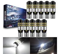 10 Piezas Bombillas LED W5W T10, NATGIC 168 2825 Bombillas LED CanBus Sin Errores 3014 30SMD para Luces Interiores de Coche, Luces de Lectura, Luces de Matrícula, 12-24 V CC, 6000 K, Xenón Blanco