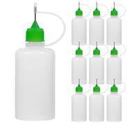10 Piezas Botella Aplicadora de Pegamento 50ml Aguja | Acero Inoxidable y Plástico, Cuerpo Transparente, Uso DIY y Reparación Electrónica, Recarga Fácil