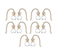 10 Piezas Botella de Perfume para Coche de Vidrio 10ml Colgante | Madera y Vidrio, Diseño Transparente y Simple, para Perfume o Aceites Esenciales, Cuerda