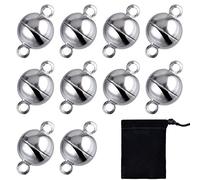 10 Piezas Broches Magnéticos de Bisutería Plateados Cierre Magnéticos Redondos para Fabricación de Pulsera Collar, 8 mm