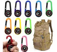 10 Piezas Brújulas con Mosquetón,Multicolor Brújula Niños,Brújula de Colores Pequeño,Brújula de Colores Pequeño,Brujulas de Orientacion,Llavero Senderismo Brújula,para Exteriores,Viajes,Camping