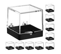 10 Piezas Caja Expositora de Minerales Cuadrada 3,5 CM | Tapa Transparente, Formato Mini Portátil, Protege Muestras, Útil para Colección y Decoración del Hogar