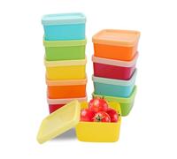 10 Piezas Cajas de Almacenamiento con Tapa, Pequeños Contenedores de Almacenamiento de Alimentos, Cajas de Almacenamiento Cuadradas de Colores, Recipientes Herméticos para Alimentos para Frutas