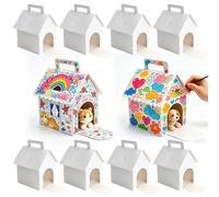 10 Piezas Cajas de Dulces en Forma de Casa de Cartulina Dura,Tema de la Fiesta de Adopción de Perritos,Cajas Regalo Carton Caja de Dulces con Asa de Regalo para Fiestas de Mascotas