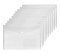 10 Piezas Carpetas Plastico Transparentes A4, Bolsillos para Documentos A4 con Cierre De Botón, para Archivo en Transparente, Colores Básicos, para Uso Escolar y de Oficina