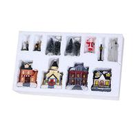 10 Piezas Casa de Navidad de Resina, Escena de Navidad Colecciones de Pueblo Cabina de Invierno Ciudad Calle Iluminar Edificio Regalo para Niños Navidad Luminosa Decoración de Ventanas de Casa