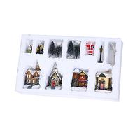 10 Piezas Casa de Navidad de Resina, Escena de Navidad Colecciones de Pueblo Cabina de Invierno Ciudad Calle Iluminar Edificio Regalo para Niños Navidad Luminosa Decoración de Ventanas de Casa