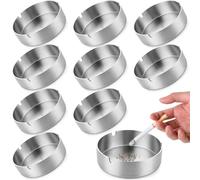 10 Piezas Cenicero Redondo de Acero Inoxidable, Ceniceros Portátiles de 8 cm para Interior y Exterior, Cenicero de Mesa Moderno para Restaurante, Hogar, Oficina, Balcón, Dormitorio, Patio (Plata)