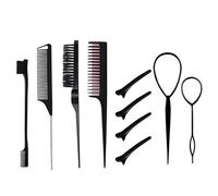 10 Piezas Cepillos De Pelo Nailon, Cepillo De Borde De Doble Cara, Herramientas De Acabado Del Cabello, Peine Suave Para El Cuidado Del Cabello, Con Clips De Pico De Pato Para Mujeres y Niñas (Negro)