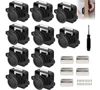 10 Piezas Cerraduras de Autocaravana, Botón de Metal Cerradura de Puerta Cerradura de Muebles Cerradura de Armario Cerradura de Perilla Cierre de Puerta para Autocaravana Caravana Yate, Negro