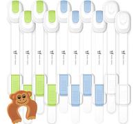 10 Piezas - Cerraduras de Seguridad Para Niños - Seguridad Cajones Bebe - Cierres Para Armarios, Inodoros, Cocinas, Puertas, Refrigerador - Adhesivo Extra Fuerte 3M - GRATIS 1 Tope Puerta (Colorido)