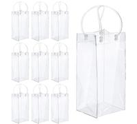 10 piezas Champán PVC Transparente, Enfriadores Botellas Transparentes, Bolsa Enfriadora de Botellas, Bolsa hielo de Champán PVC, Bolsa Hielo Para Vino Con Asa para Champán Cerveza Fría Vino Blanco