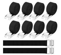 10 Piezas Cinchas de Amarre,25mm x 4m Correas Tensoras，con Cierre de Clip según DIN EN 12195-2, Correa de Fijación para Furgonetas, Motos, Bicicletas, Negro