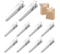 10 Piezas clips de cierre de acero inoxidable, 2 tamaños de 8 cm y 11,5 cm Clips de Sellado de Alimentos de Acero Inoxidable, Pinzas Cocina Bolsas, para Bolsas de Alimentos, Galletas, Café, Pan