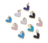 10 Piezas Colgante de Corazón para Joyas DIY, Aleación Esmalte | Pulseras, Collares y Proyectos de Scrapbook, Anillas Pasantes, Acabado Liso, Uso Creativo Color Aleatorio Estilo Aleatorio