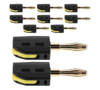 10 Piezas Conector Banana de Conexión Rápida 4mm, Apilable | Mecanismo de Resorte y Bloqueo, Terminales Chapados en Oro, para Paneles Jack y Receptores Av